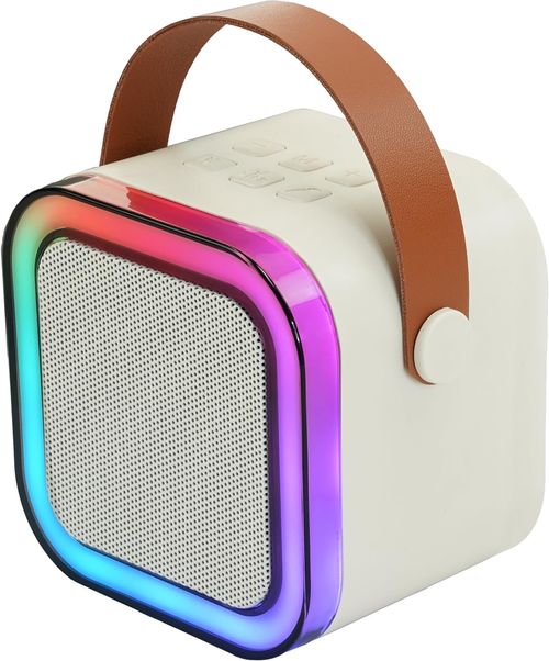 Mini Karaoke Bluetooth Speaker with Wireless Mic, Colorful RGB Party Lights, 5 Voice Effects, Bluetooth 5.3, Perfect for Kids & Adults, Portable Speaker for Family Parties   Birthdays