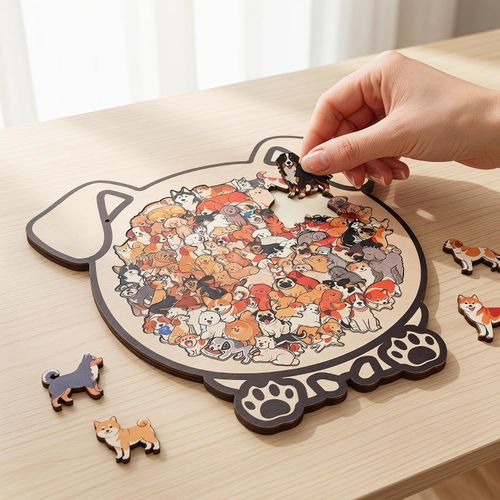 Cartoon Cat Wooden Jigsaw Puzzle – Educational & Stress-Relieving Puzzle for Kids and Adults (Cat-Themed)