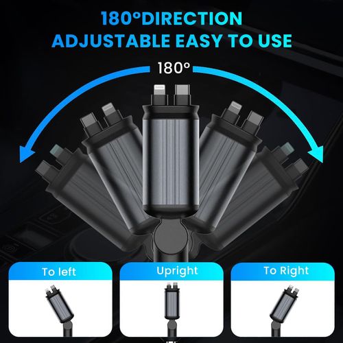 Retractable Star Lights Car Charger, YACAISI 4 in 1 Starlight Fast Phone Car Charging Adapter, Starry Sky USB C PD and Retractable Cables Cord Compatible with iPhone