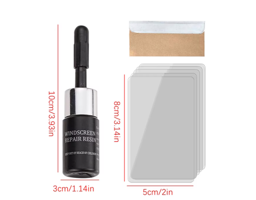 Windshield Crack Repair Kit, DIY Glass Repair Resin for Chips,Curing Films, Scraper, Quick Fix, Saves Cost, Portable, for Laminated Auto Glass