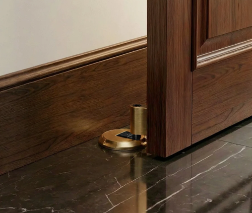 Mechanical Door Stopper, Upgrade with Removable Design, Adjustable Height for Door Gaps, Windproof, Easy Installation with Adhesive Pads or Screws, Matte Brown Bronze