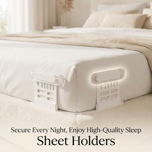 4-Pack Bed Sheet Holder,Upgraded Non-Slip Sheet Grippers & Clips,Durable,Universal Fit for King Queen Full Twin Mattress Corners, Easy Lock System for Fitted Sheets.