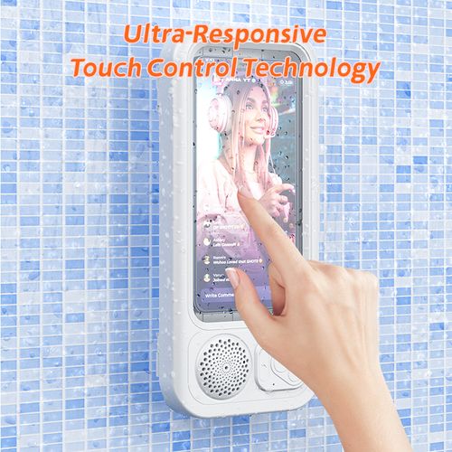 Shower Phone Holder Waterproof One-Touch Open Shower Phone Case Anti-Fog & Sensitive Touchscreen Bathroom Wall Phone Mount Stand Universal Fit for iPhone & Smartphones Gift for Men Women Pink