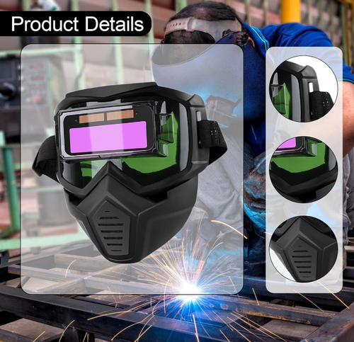 Automatic Darkening Welding Helme, Detachable Large Viewing Welding Hood, Lightweight and Breathable Face Shield, Professional Welding Mask for ARC Weld Grinding