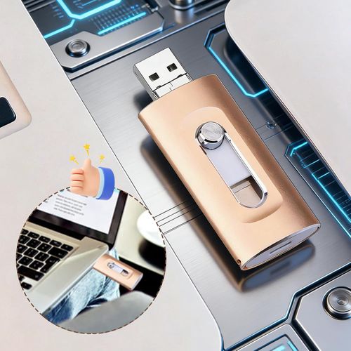 3 in 1 Portable High Speed USB 3.0 Memory Storage for iPhone iPad & Computer, USB 3.0 Portable Storage Device with Lightning Connector (64, GB)