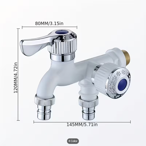 Dual-Head Quick-Open Multifunctional Washing Machine Faucet 2.54 cm 2 Out 3-Way Mop Pool Single Cold Washing Machine Faucet 4-Point Single Cold Plastic Dual-Use