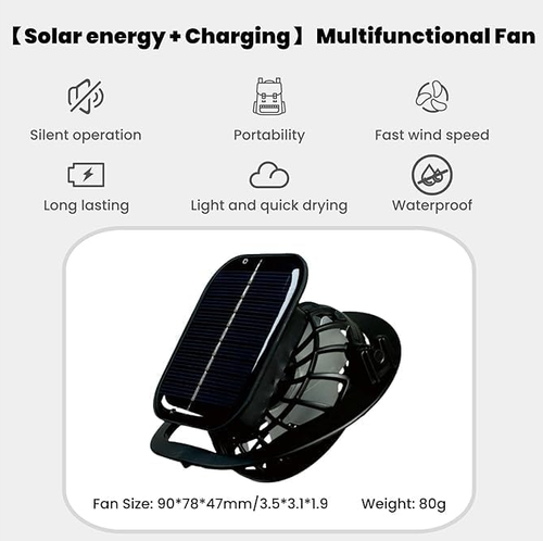 Generic Solar Fan Hat - Outdoor Solar Powered Fan Hat Accessory, Two Power Supply Modes, Black