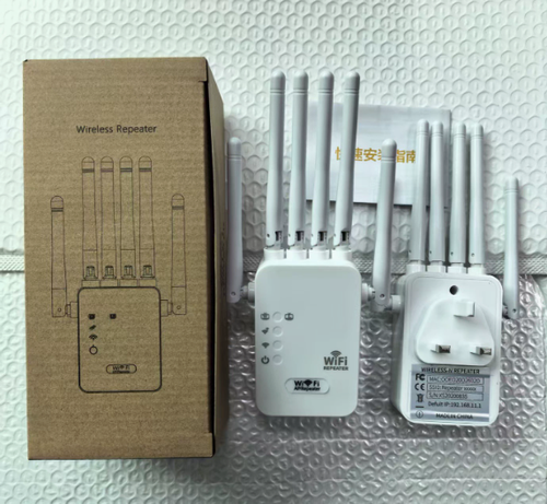 Home WiFi Signal Booster with Antennas — Wall-Penetrating Wireless Network Extender 300Mbps  1200Mbps Repeater — Six-Antenna WiFi Signal Expander for Home Use