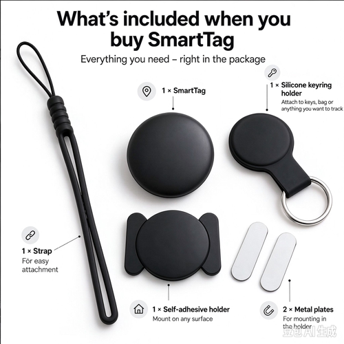Android Smart Tracker Tags, Bluetooth Luggage Tracker with Keychain, Compatible with Find Hub app, Item Locator for Key, Wallet, Suitcase, Bags, IP67 Waterproof, Battery Include