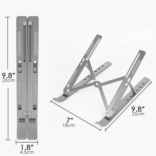 Compact QuickSwitch Stand, Portable Multi Angle Viewing Foldable Riser - Metallic Silver