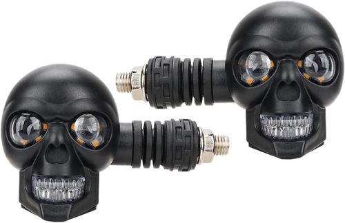 Motorcycle Lights | 12V Skull Motorcycle LED Projector Light Pod, 10mm Screw Accessory Turn Signal Auxiliary Lighting for Scooter Daytime Running Lights