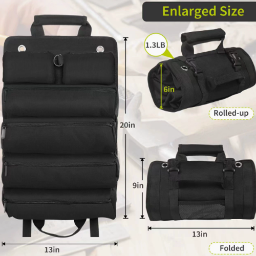 Portable Roll-Up Tool Organizer for Car, Electrician, and Carpentry Use