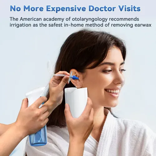 Ear Wax Removal Tool, Ear Flushing Kit for Adults & Kids, Safe and Effective Earwax Remover, Manual Ear Cleaner Earwax Removal Kit with 2 Types of Ear Tips