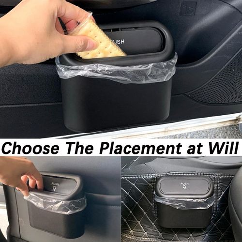 Car Trash Can Waterproof Multipurpose Rubbish Bin with Lid,Portable Hanging Car Vehicle Trash Can Bin,Black