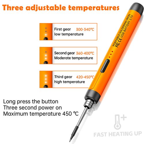 Mini cordless soldering iron kit, 10-in-1 USB cordless electric soldering iron pen, 3 temperature adjustment, portable and rechargeable for repairing household appliances and electronic components.