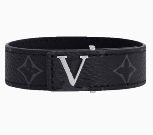High-quality leather cord with four-leaf clover print, men's monogrammed bracelet