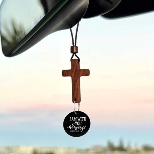 Daily Bible Verse Rearview Mirror Cross Ornament – Daily Scripture Car Charm Hanging Cross for Car
