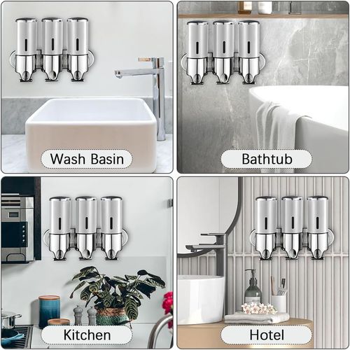 Wall-Mounted Stainless Steel Manual Soap Shower Gel Dispenser – Electroplated Finish for Hotel Bathrooms
