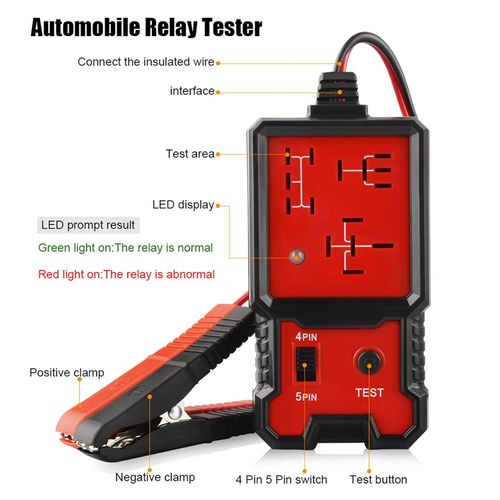 Electronic Relay Tester 12V Car Battery Checker with Clips Auto Relay Diagnostic Tool