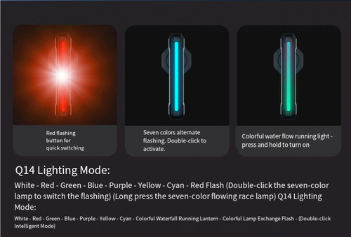 Colorful Flowing Bicycle Tail Light, Brake & Vibration Induction, Seat Post Mounted Cycling Warning Light