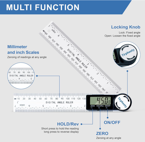 Digital Angle Finder Protractor, 7-Inch (200mm) Measuring Tool