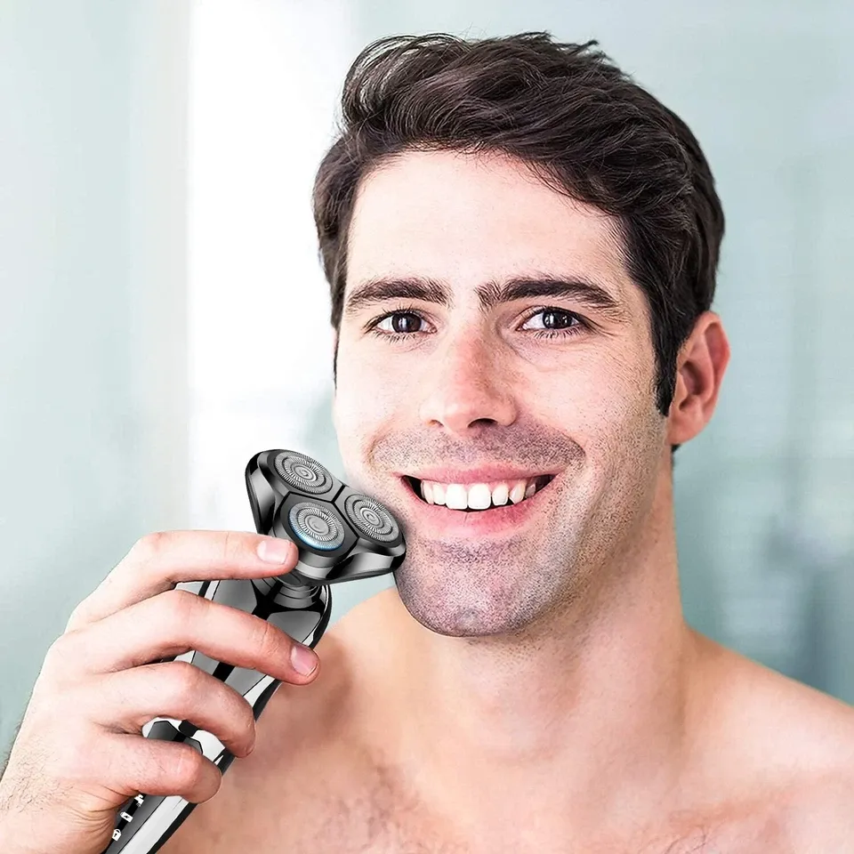 Wet Dry Electric Razor Men USB Rechargeable Rotary Shaver Beard Trimmer Shaving