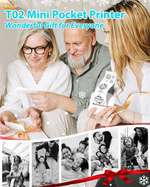 Phomemo Sticker Printer- Print Pods Mini Sticker Printer Maker, Inkless Machine Portable T02, Bluetooth Thermal Pocket Photo Maker for Study Notes, Daily, Photos, DIY, White