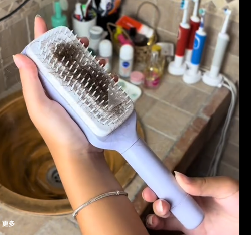 Self Cleaning Hair Brush, Anti Static Brush for Easy Hair Removal, Retractable Hair Brush with Firm Bristles, Scalp Massage Comb for Daily Detangling, Women Men