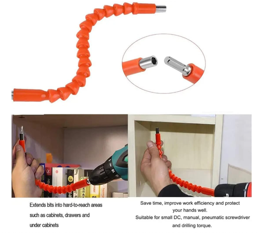 Flexible Drill Snake Bit Extension Power Drill Head Angle Driver Bend Screwdriver Tools with 10 Pcs Drill Bit Sets and 9 Pcs hex sockets T 599