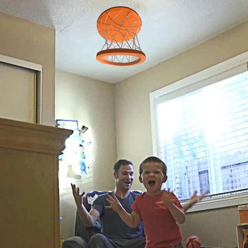 Ceiling Basketball Hoop Game, Mini Basketball Hoop and Ball, Punch Free Basketball Decompression Toy, Indoor Games for Boys Girls (Orange)