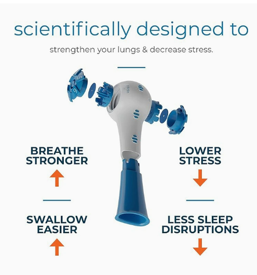 THE BREATHER │ Natural Breathing Exerciser Trainer For Drug-Free Respiratory Therapy │ Breathe Easier with Stronger Lungs │ Guided Mobile Training App Included