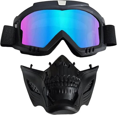 Motorcycle goggles (with a detachable face mask)—suitable for off-road riding, cycling, and motorcycling—featuring UV protection.