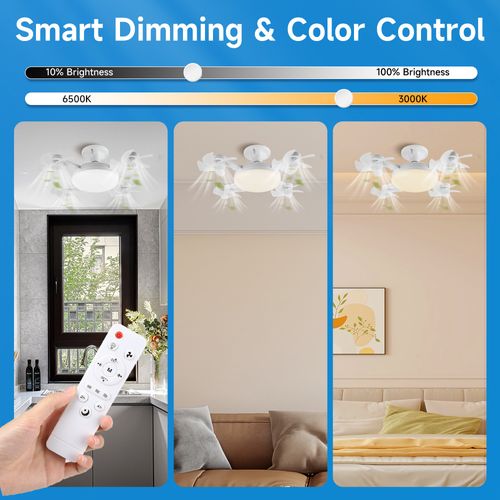 Ceiling Fan With Light And Remote, Small LED Ceiling Fan Dimmable LED Fans Light Ceilings With Three-speed Wind For Bedroom Living Room