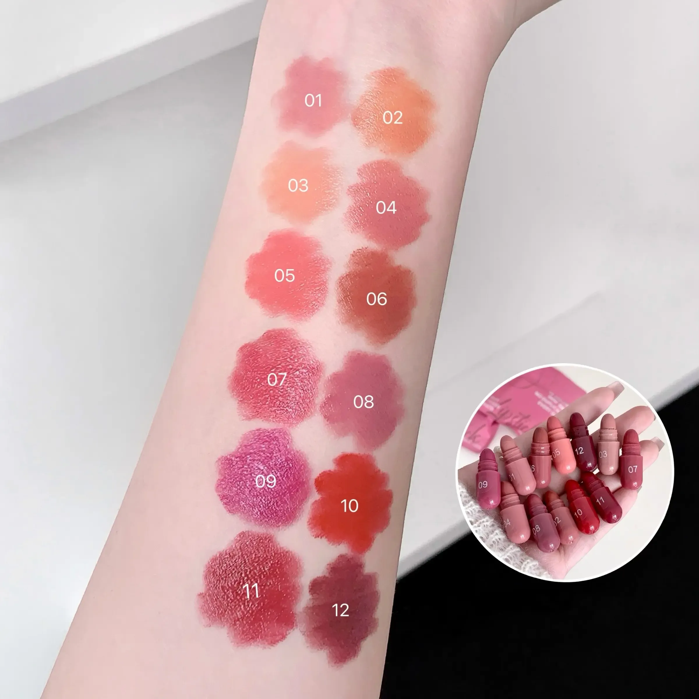 12-Color Capsule Lipstick Set - Natural, Long-Lasting, Non-Stick Cup | Mini Compact Matte Lipsticks