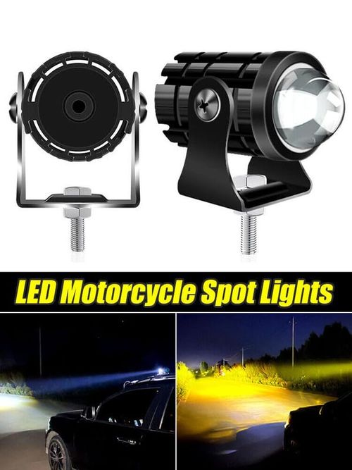Universal Bike Led Light High Power Motorcycle Fog Lamps Mini Driving Lights Mirror Spot Dual Color Projector Lens With Switch