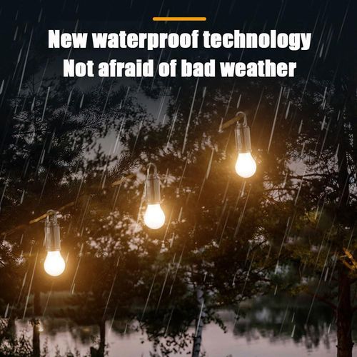 Solar Rechargeable Hooked Camping Light, Solar Rechargeable Light Bulbs, USB Charging Tungsten Light Bulb Solars Lights with Power Display, LED Tent Lights with IPX4 Waterproof