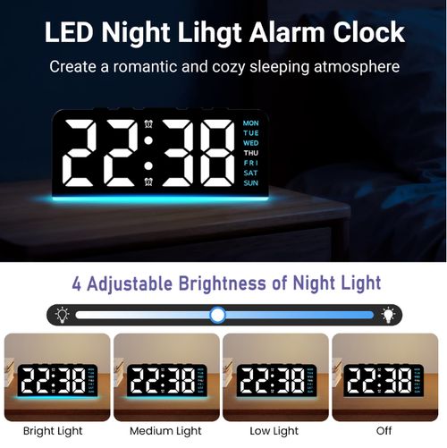 Small Digital Clock with Night Light, Desk Alarm Clocks for Bedrooms, Heavy Sleepers, Kids