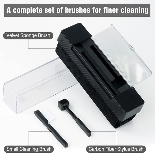 Record Cleaning Kit, 2-in-1 Vinyl Record Cleaner Includes Soft Velvet Brush and Stylus Cleaner Brush, Best Cleaning to Remove Dust Static Particles