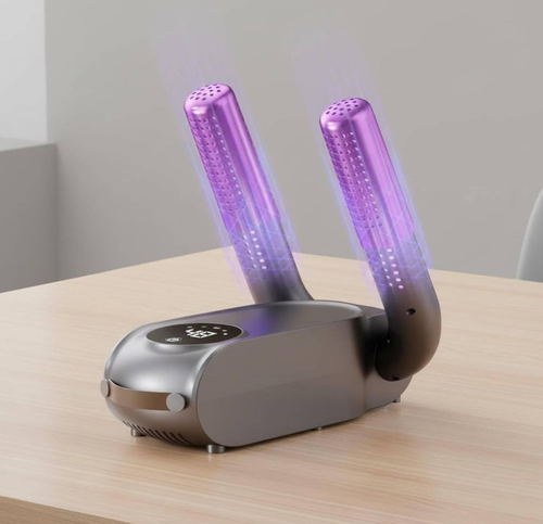 Timed Shoe Dehumidifying Machine Timer Function Foldable Shoe Dryer Touch Screen Electric Boot Dryer for Dormitory Black EU