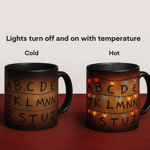 Stranger Xmas Lights 11oz Color Changing Ceramic Mug - Temperature Heat Sensitive S Things Christmas Light Cup