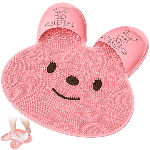 Silicone Rabbit Foot-Scrubbing & Exfoliating Shower Mat – Non-Slip Bathroom Mat for Back Scrubbing, Massage, and Body Exfoliation