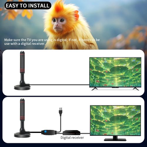 Upgraded TV Antenna Digital HD Antena Indoor HDTV 1080P 4K W Magnetic