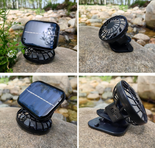 Generic Solar Fan Hat - Outdoor Solar Powered Fan Hat Accessory, Two Power Supply Modes, Black