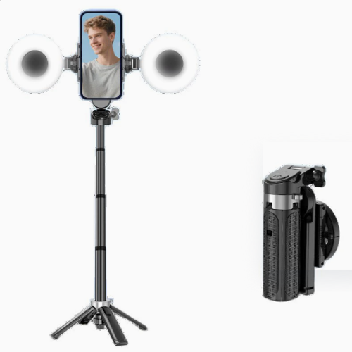 Magnetic Mini Selfie Stick with Zoom Remote & Integrated Stand – 360° Rotation, Anti-Shake, Ultimate Shooting Tool