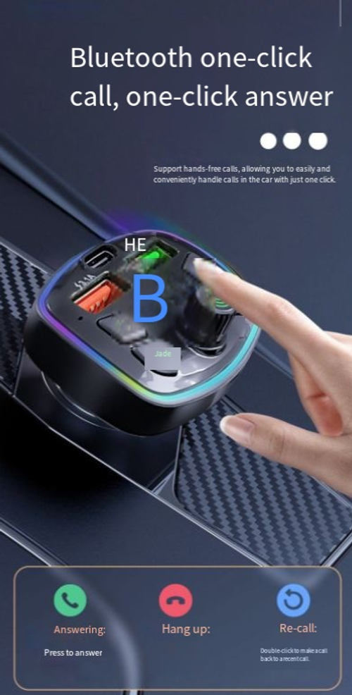 In-Car Bluetooth MP3 Player with Digital Voltage Display — PD Fast-Charging Dual-Port Car Charger Multifunctional Q7 Car Charger — Cigarette Lighter Adapter with Fast Charging & In-Car Bluetooth Music Player