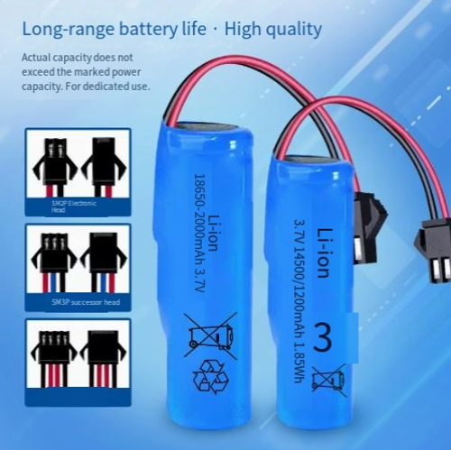 18650 high-capacity charging cable, 3.7V rechargeable battery with protection board, durable.