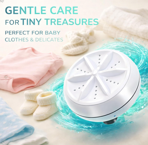 Portable Mini Washing Machine with High-Frequency Turbine, USB Powered Compact Clothes Washer for Baby Clothes, Underwear, Socks & Delicate Laundry, Low Noise Portable Washer for Travel