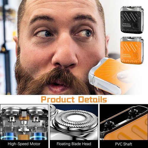Luggage Electric Shaver, Electric Mini Portable Razor, New Beard Shaver Mini and Portable Suitcase Design, Ipx7 Waterproof and Pocket, Double-Ring Magnetic, 1 Button Long Lasting, for Men