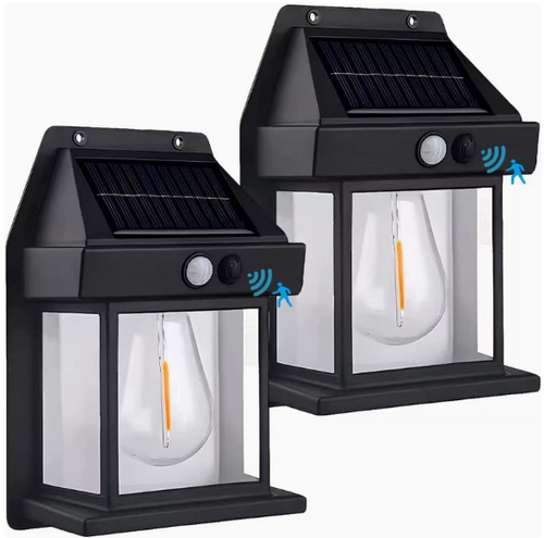 Solar-powered tungsten filament sensor light, outdoor wiring-free, worry-free LED wall light, waterproof ambient light for courtyards and fences, fully automatic outdoor sensor light, soft night light for balconies and entrance doors.