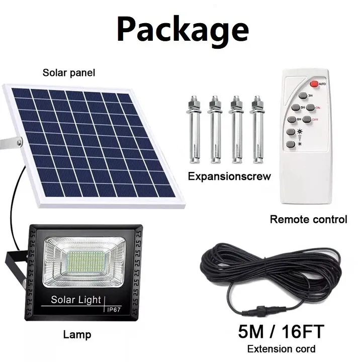 300W LED Solar Light Street Flood Sensor Remote Outdoor Garden Security Lamp